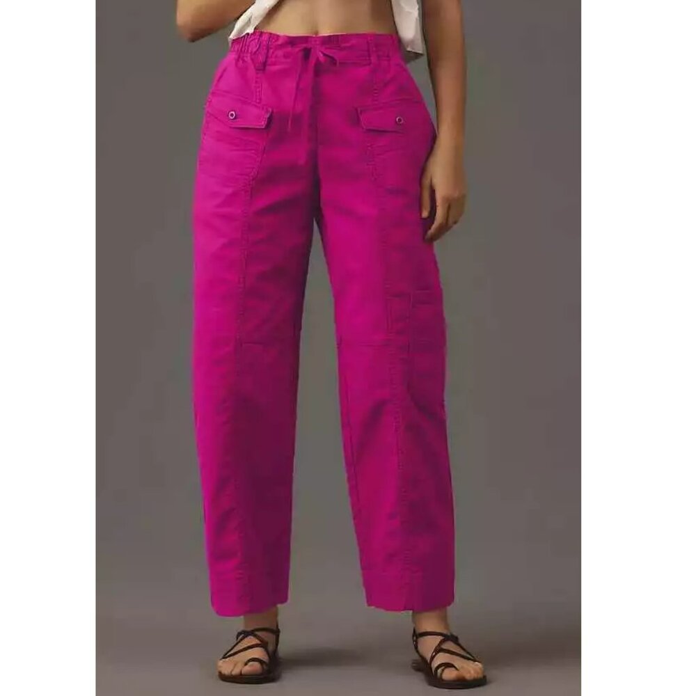 Anthropologie Pilcro Utility Drawstring Pocket Pants Raspberry XS
